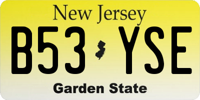 NJ license plate B53YSE