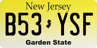NJ license plate B53YSF