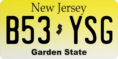 NJ license plate B53YSG