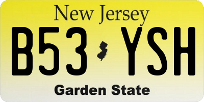 NJ license plate B53YSH