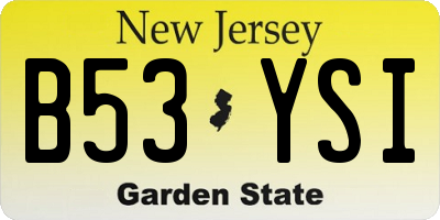 NJ license plate B53YSI