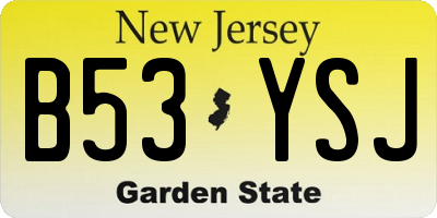 NJ license plate B53YSJ