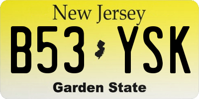 NJ license plate B53YSK
