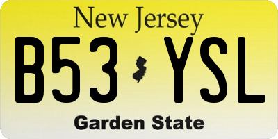 NJ license plate B53YSL