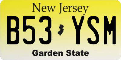 NJ license plate B53YSM