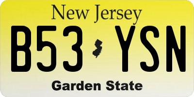 NJ license plate B53YSN