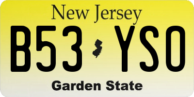 NJ license plate B53YSO