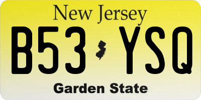 NJ license plate B53YSQ