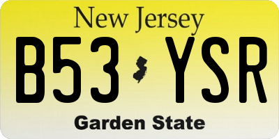 NJ license plate B53YSR