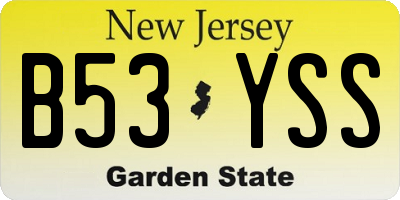 NJ license plate B53YSS