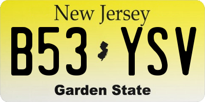 NJ license plate B53YSV