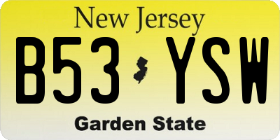 NJ license plate B53YSW
