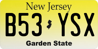 NJ license plate B53YSX