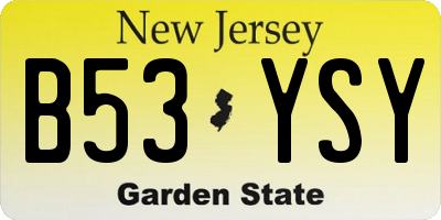 NJ license plate B53YSY
