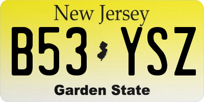NJ license plate B53YSZ