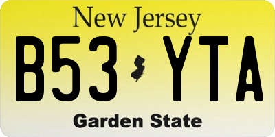 NJ license plate B53YTA