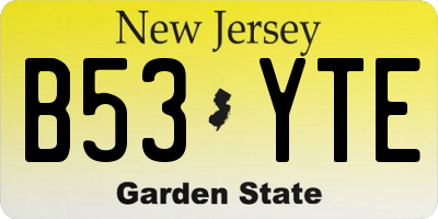 NJ license plate B53YTE