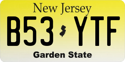 NJ license plate B53YTF