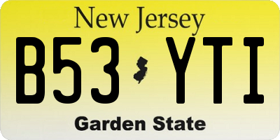 NJ license plate B53YTI