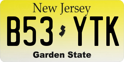 NJ license plate B53YTK