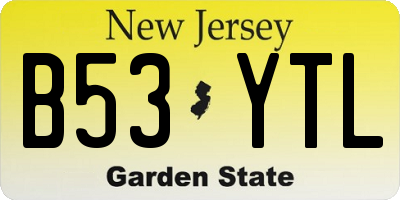 NJ license plate B53YTL