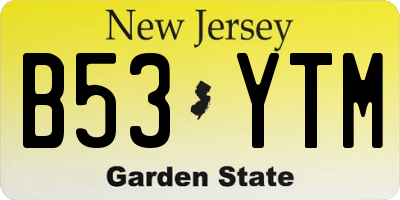 NJ license plate B53YTM