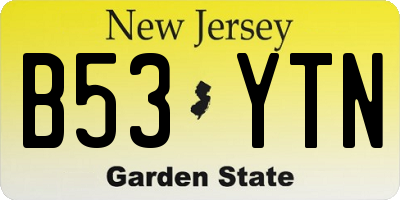 NJ license plate B53YTN