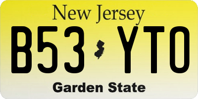 NJ license plate B53YTO