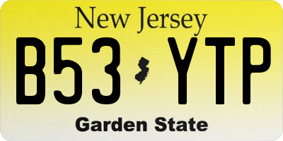 NJ license plate B53YTP