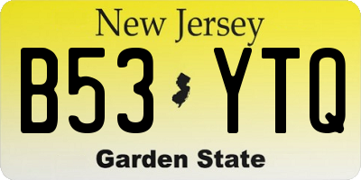 NJ license plate B53YTQ
