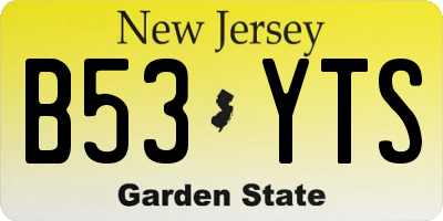NJ license plate B53YTS