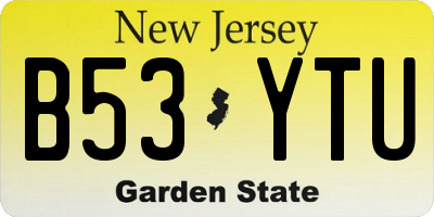 NJ license plate B53YTU