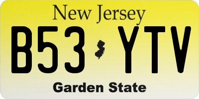 NJ license plate B53YTV