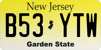 NJ license plate B53YTW