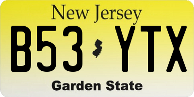 NJ license plate B53YTX