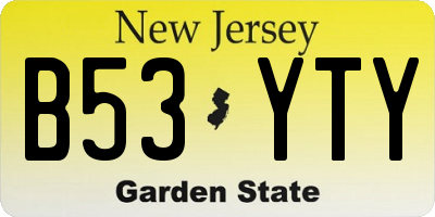 NJ license plate B53YTY