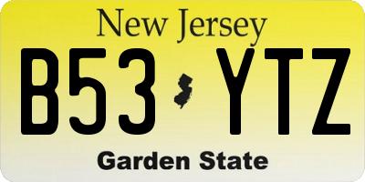 NJ license plate B53YTZ