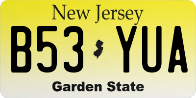 NJ license plate B53YUA