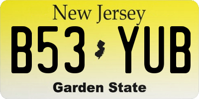 NJ license plate B53YUB