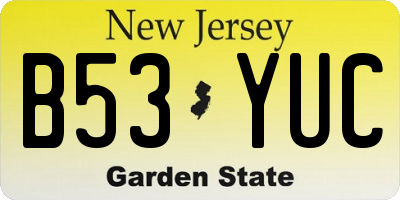 NJ license plate B53YUC