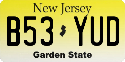 NJ license plate B53YUD