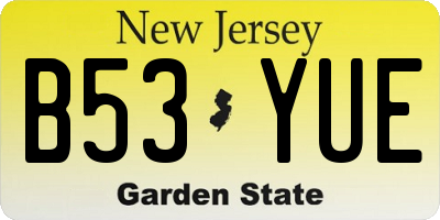 NJ license plate B53YUE