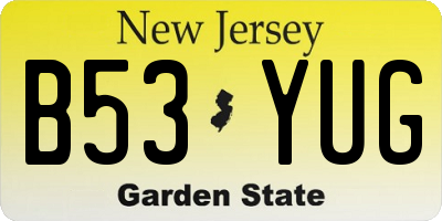 NJ license plate B53YUG
