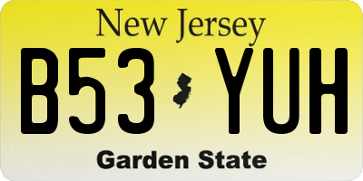 NJ license plate B53YUH