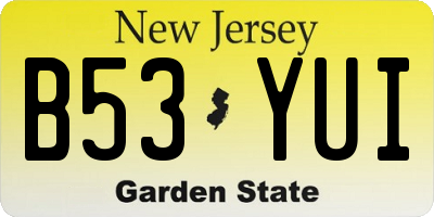 NJ license plate B53YUI