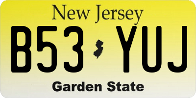 NJ license plate B53YUJ