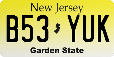 NJ license plate B53YUK