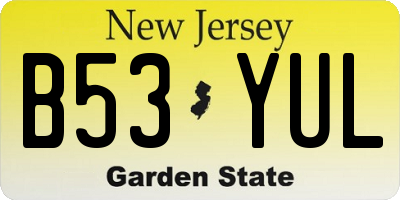 NJ license plate B53YUL