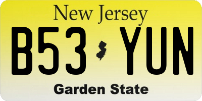 NJ license plate B53YUN