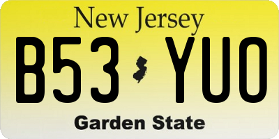 NJ license plate B53YUO